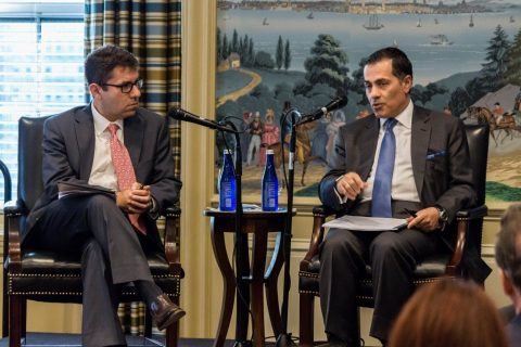 Drs. Steven Cook (l.) and Vali Nasr (r.) engage on the future of the Middle East
